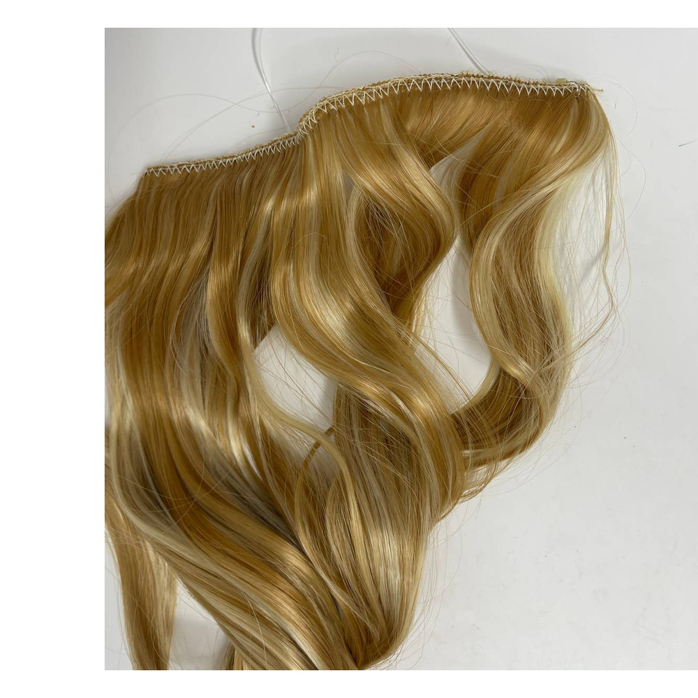New Invisible Halo Hair Extensions Medium / Light Golden Blond Curly 20" - Picture 4 of 6